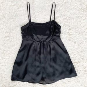 CAbi Black Satin Camisole Tank Babydoll Top Y2K